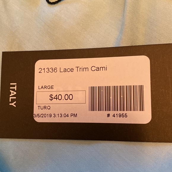 NWOT Venti6 Lace trim cami Turquoise SZ L - Picture 5 of 5